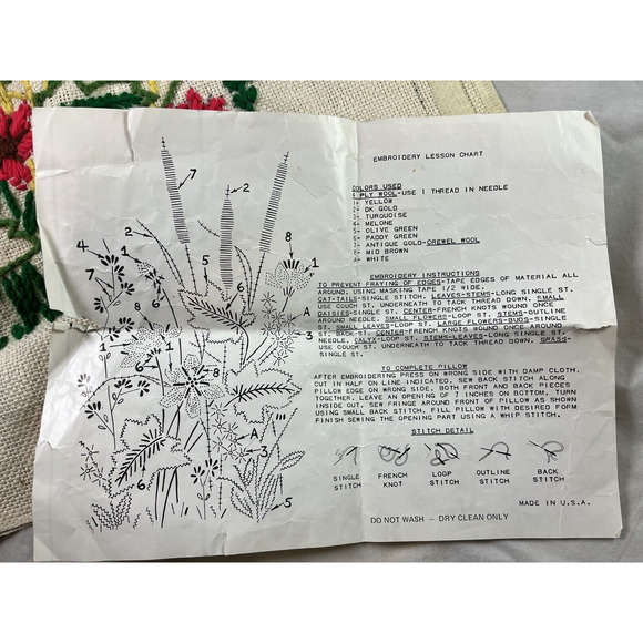 Crewel Marshland White Burlap Pillow Kit Started Unfinished Creative Stitchery - Picture 3 of 8